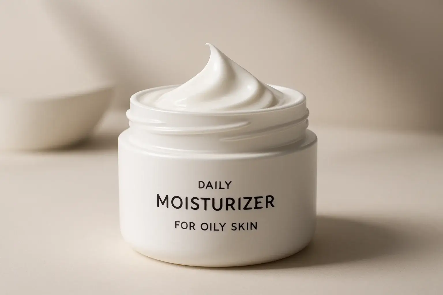 تصویر مجلهای حرفهای از بهترین آبرسان پوست چرب با نورپردازی ملایم و پسزمینه مینیمال