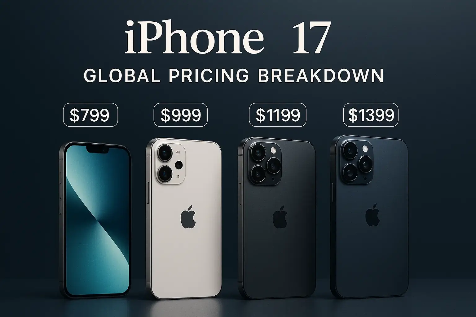مقایسه قیمت آیفون ۱۷ در بازار جهانی؛ نمایش مدل‌ها با قیمت‌های دلاری در تصویر مجله‌ای