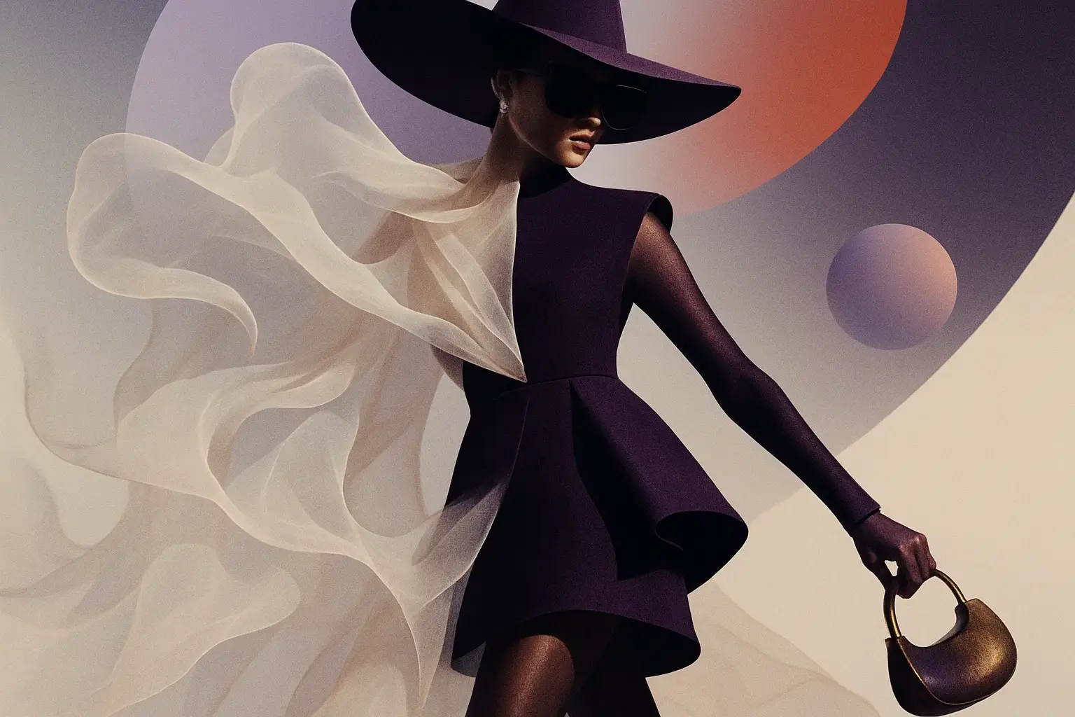 تصویر هنری کاور مجلهای با استایل مفهومی و مینیمال، بازتابدهنده ترندهای مد در ترندهای امروز گوگل ایران