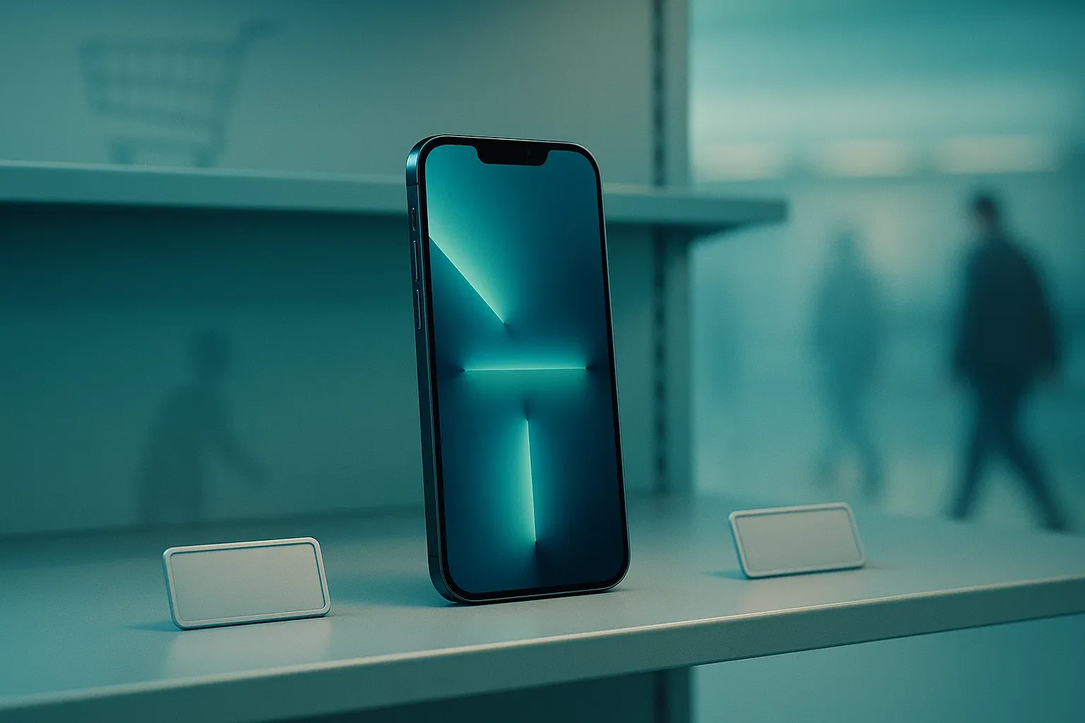 تصویر مفهومی از کاهش تقاضای آیفون 16 پیش از معرفی آیفون 17، با نمایش عدم استقبال مشتریان در فروشگاه