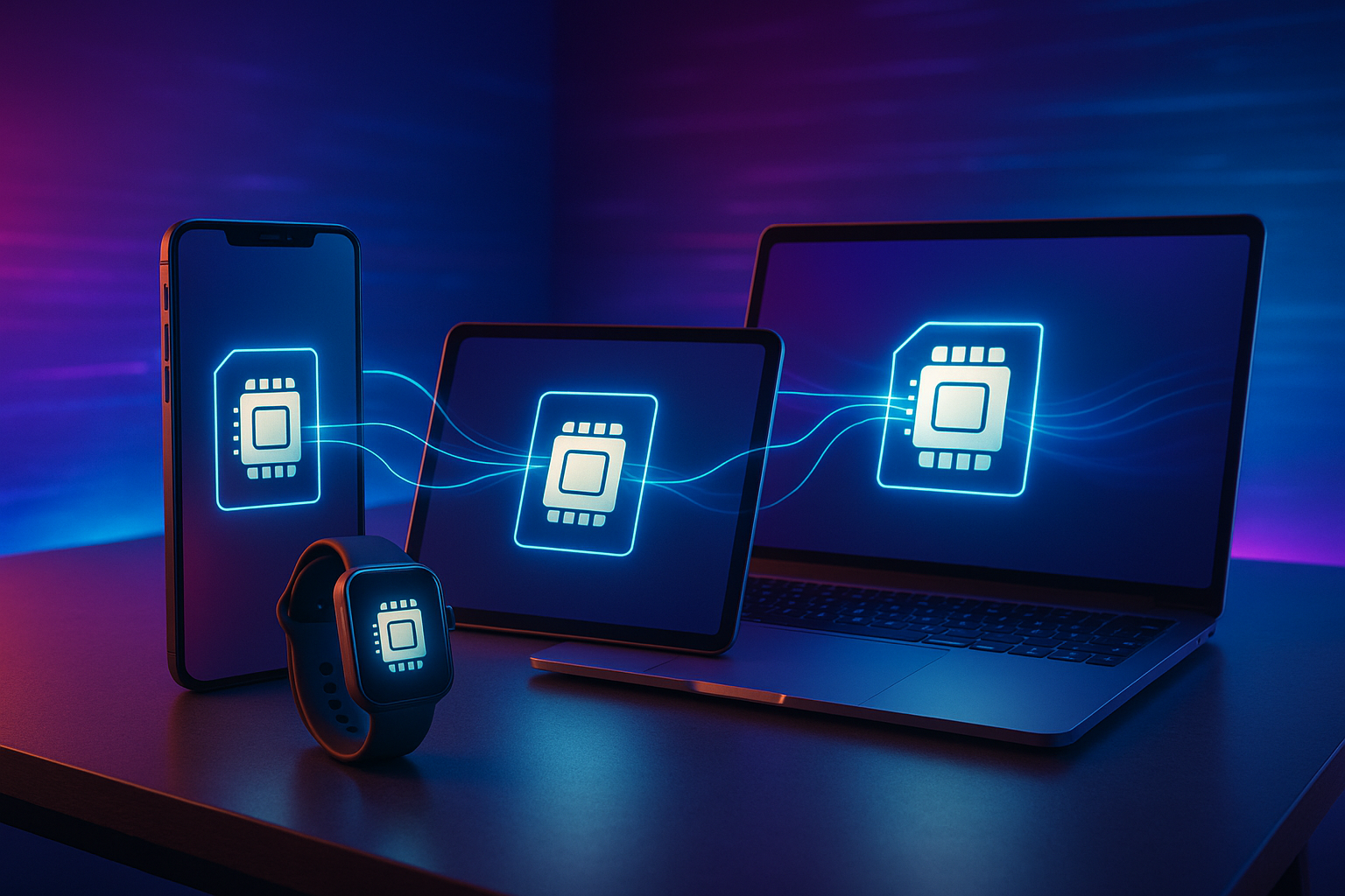کاربرد eSIM چیست در ساعت هوشمند، لپتاپ و تبلت بدون متن