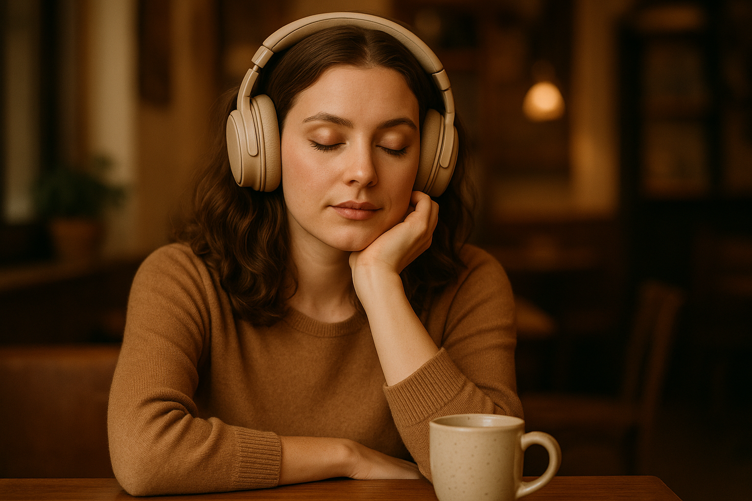 زن با هدفون ضخیم در محیط آرام، نمونه‌ای از نویز کنسلینگ چیست به‌صورت غیرفعال.