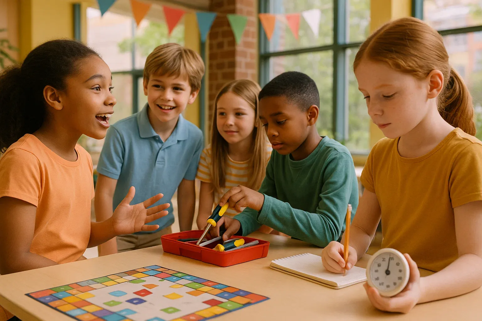 کودکانی در حال تمرین مهارت‌های اجتماعی دور از گوشی های هوشمند