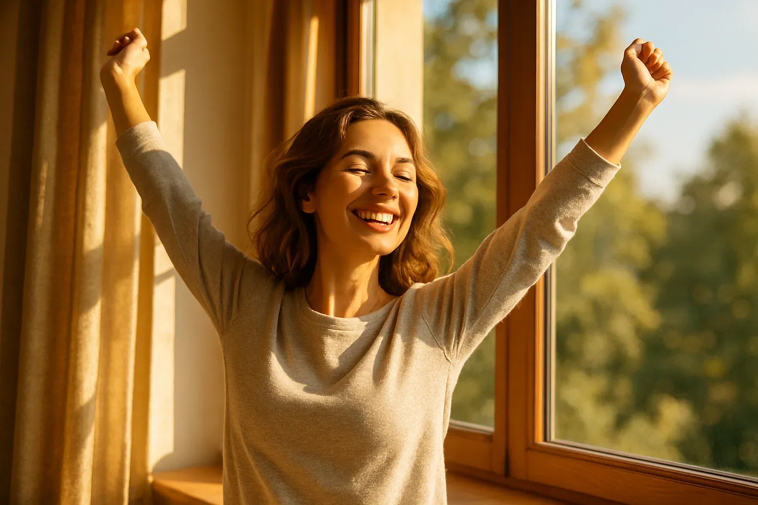 تصویر مجله‌ای از انرژی روز با نور آفتاب صبحگاهی برای بهترین زمان مصرف ویتامین D