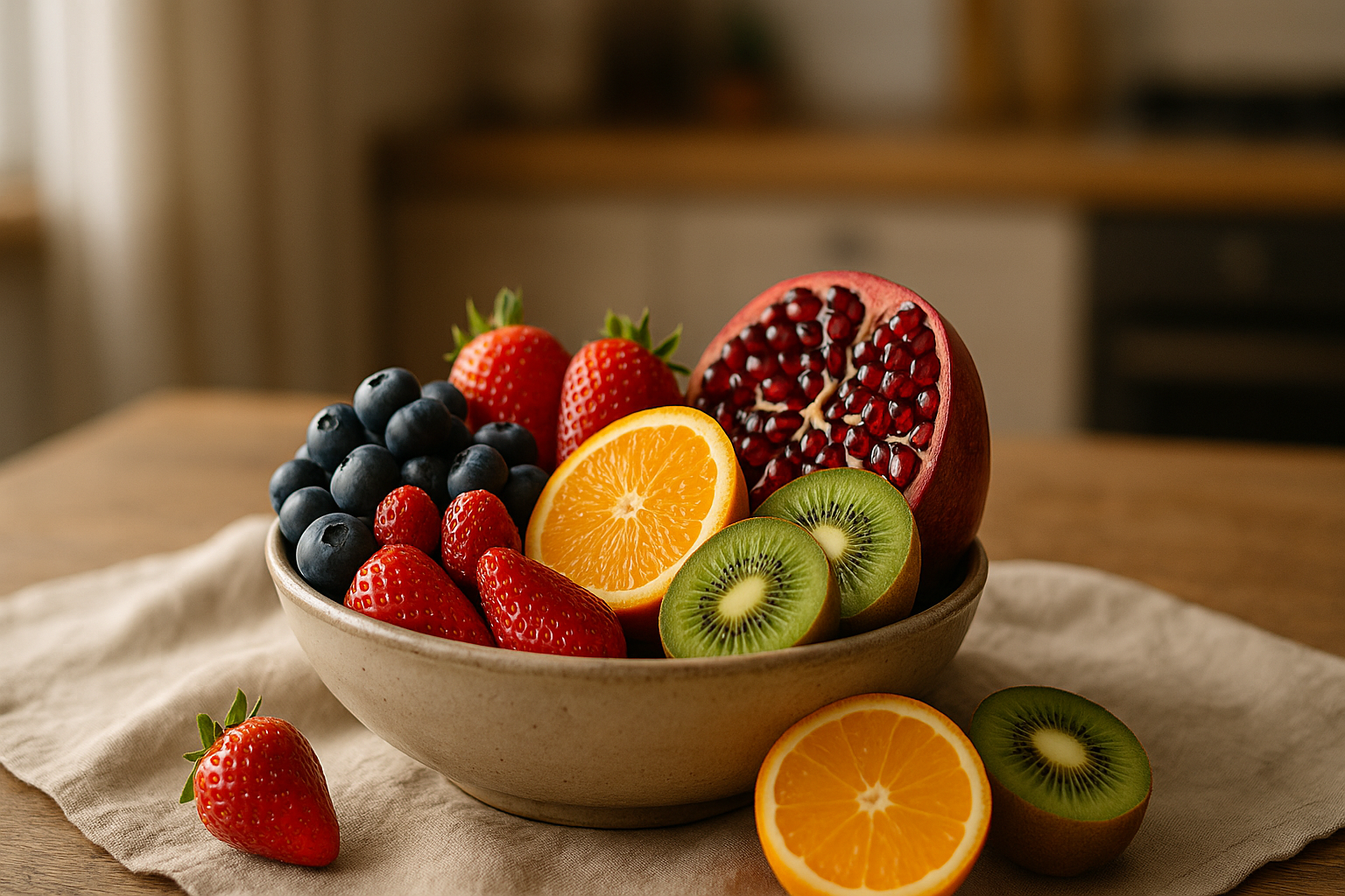 میوههای رنگی تازه و طبیعی برای مقاله «چطور در برابر آلودگی هوا مقاوم شویم؟».