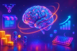 «کاور رنگی و شاد برای مقاله ۱۰ ایده پول‌ساز هوش مصنوعی که مخصوص ایران است»